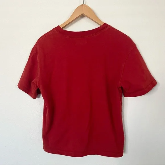 Madewell Rust Orange T-Shirt Embroidered Logo Tee Small Oversized Crop Boxy Y2K - Picture 6 of 6
